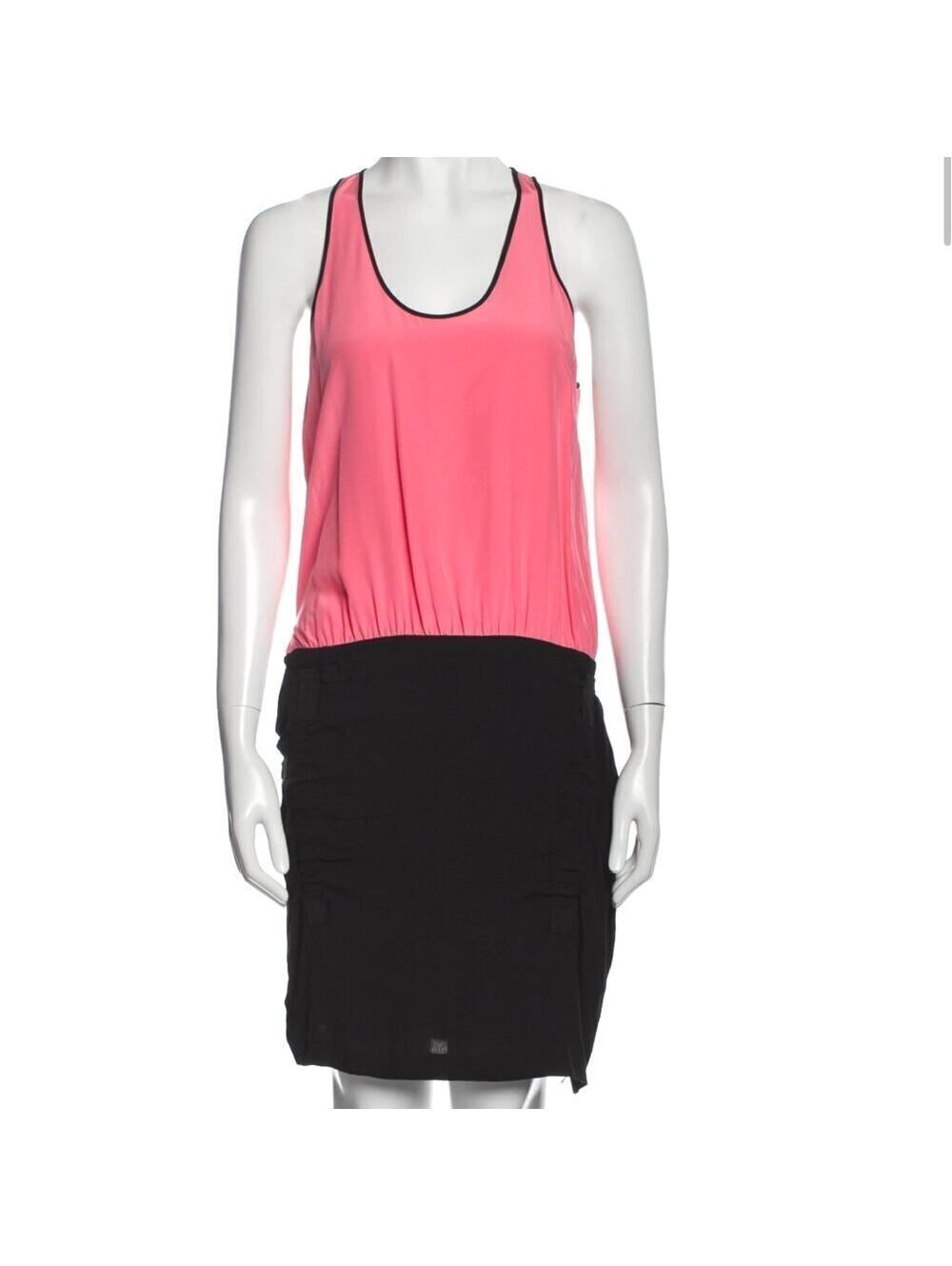 Diane von Furstenberg Loranne Pink and Black Colorblock Shift Dress Size S